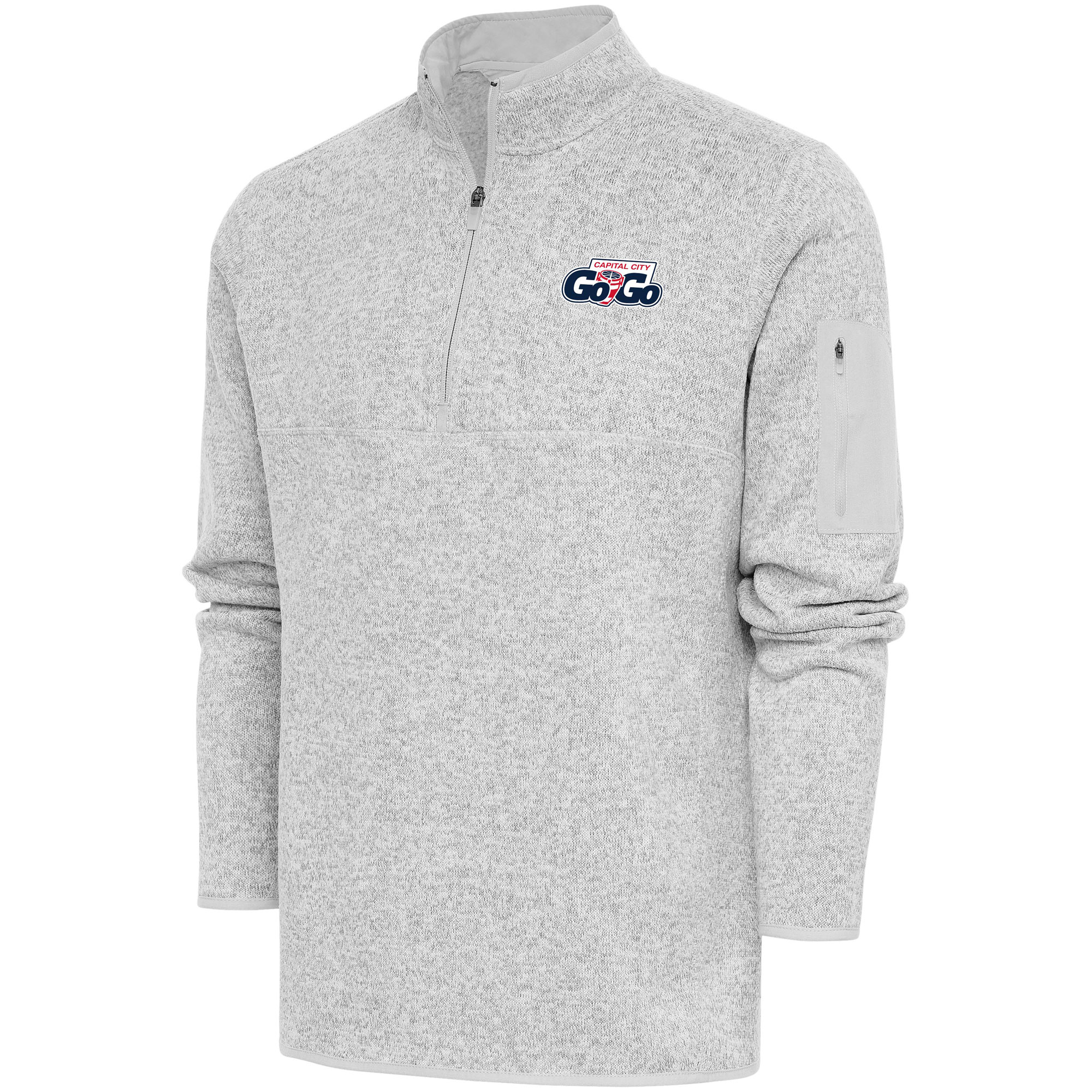 Men's Antigua Heather Gray Capital City Go-Go Fortune Quarter-Zip Pullover Jacket
