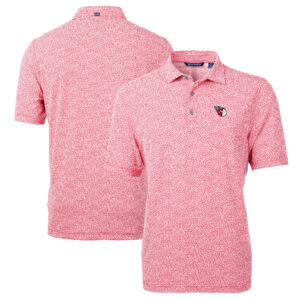Men's Cutter & Buck Red Cleveland Guardians Virtue Eco Pique Botanical Print Recycled Polo