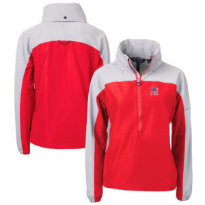 Women's Cutter & Buck Red/Gray New York Yankees Charter Eco Recycled Anorak Jacket