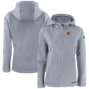 Women's Cutter & Buck  Gray Baltimore Orioles Evoke Eco Softshell Recycled Full-Zip Jacket