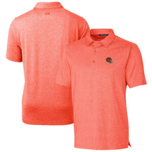 Men's Cutter & Buck  Heather Orange Cincinnati Bengals Helmet Forge Stretch Polo