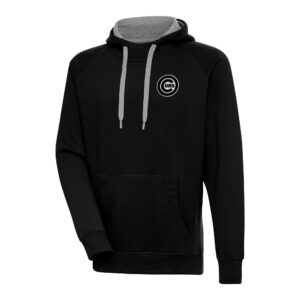 Men's Antigua Black Chicago Cubs Metallic Victory Pullover Hoodie