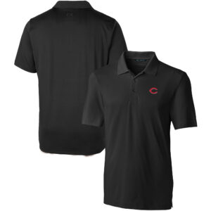 Men's Cutter & Buck  Black Cincinnati Reds Forge Stretch Polo