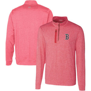 Men's Cutter & Buck  Red Boston Red Sox Stealth Heathered Quarter-Zip Pullover Top