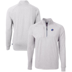 Men's Cutter & Buck  Heather Gray Boise State Broncos Big & Tall Adapt Eco Knit Quarter-Zip Pullover Top
