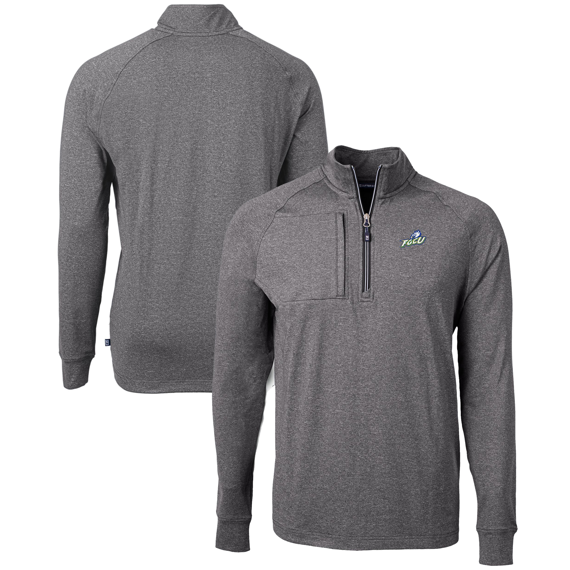 Men's Cutter & Buck Heather Black Florida Gulf Coast Eagles Big & Tall Adapt Eco Knit Quarter-Zip Pullover Top
