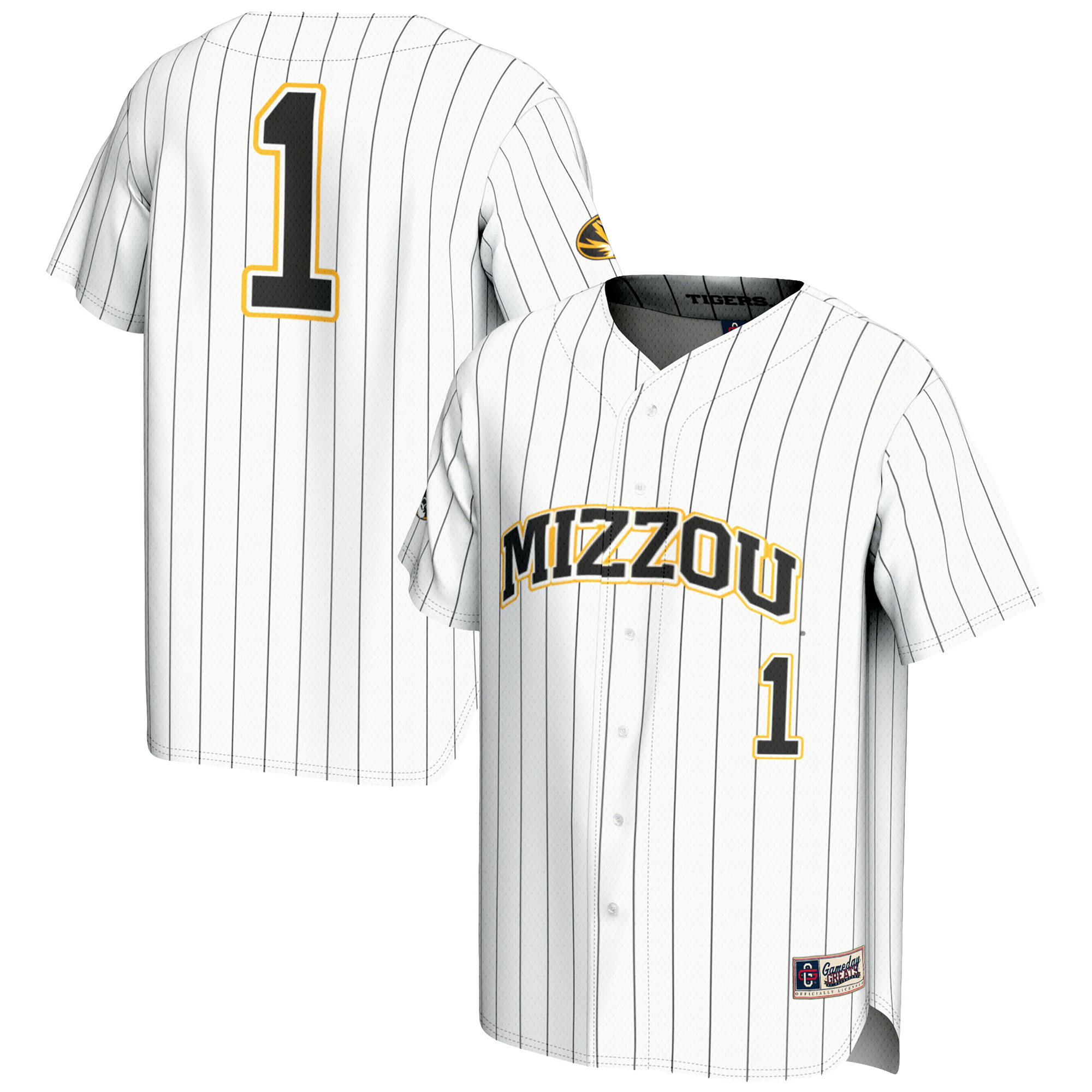 Men's GameDay Greats #1 White Missouri Tigers Lightweight Baseball Jersey - Image 5