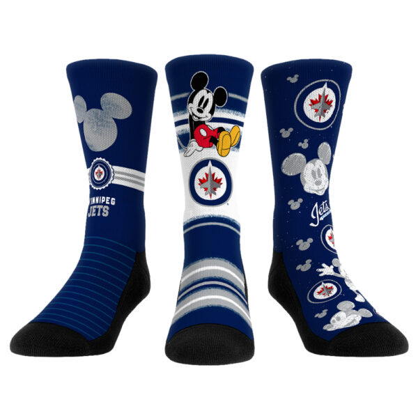Unisex Rock Em Socks Mickey Mouse Navy Winnipeg Jets Three-Pack Crew Socks Set - Image 6