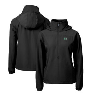 Women's Cutter & Buck  Black Hawaii Warriors Charter Eco Recycled Half-Zip Anorak Jacket