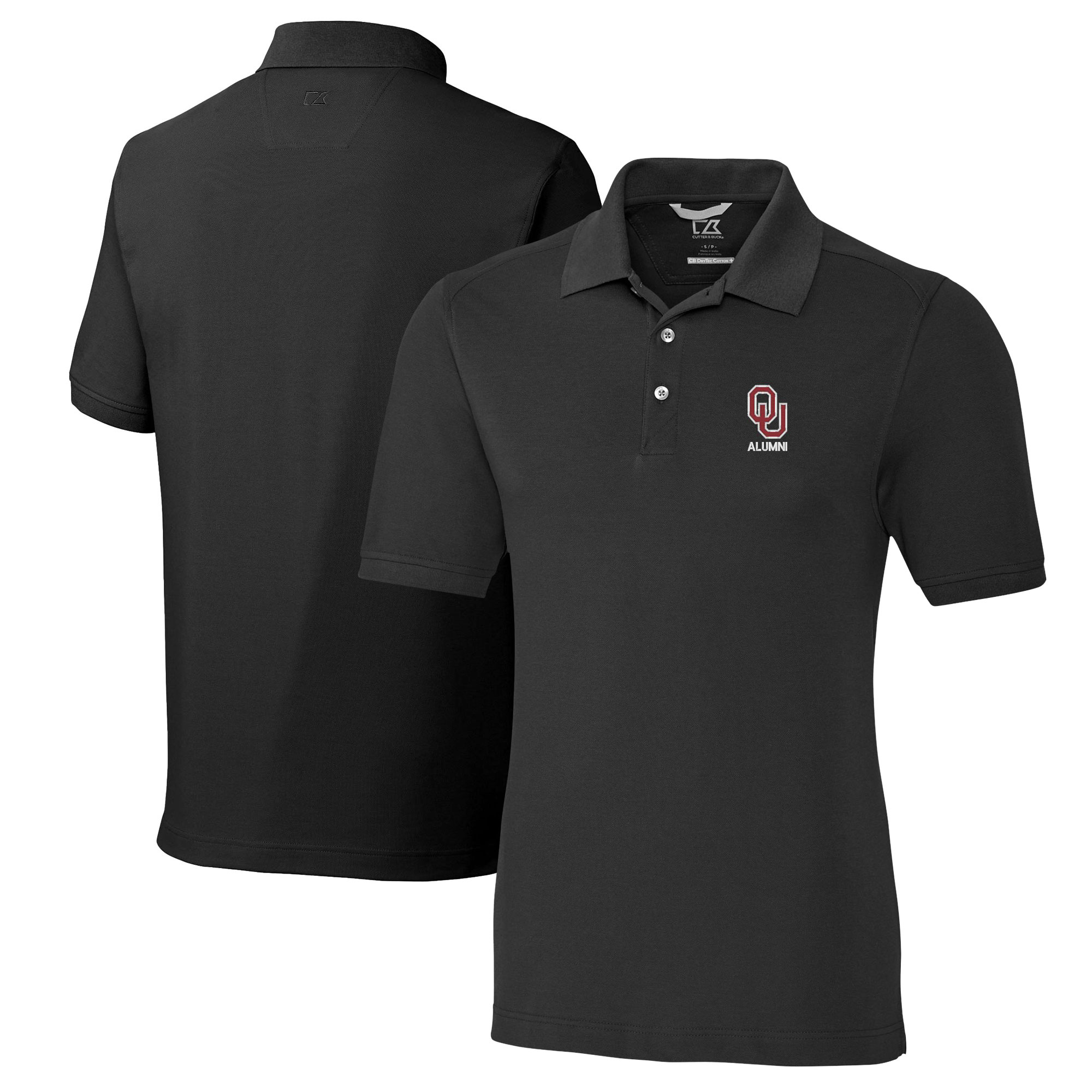 Men's Cutter & Buck Black Oklahoma Sooners Alumni Logo Advantage Tri-Blend Pique Polo