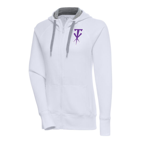 Women's Antigua  White The Undertaker Victory Raglan Full-Zip Hoodie