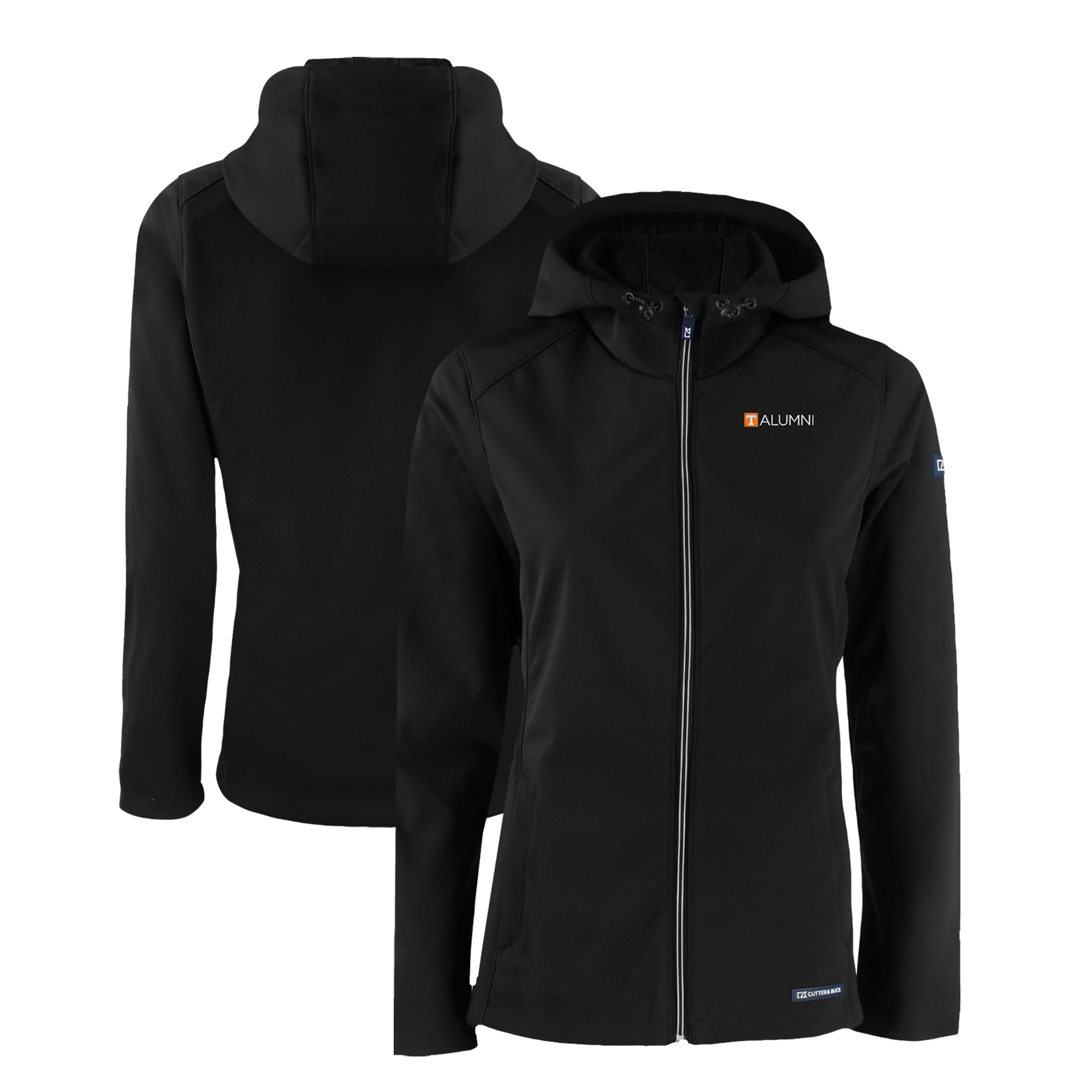 Women's Cutter & Buck Black Tennessee Volunteers Alumni Evoke Eco Softshell Recycled Full-Zip Jacket