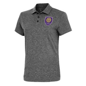 Women's Antigua  Heather Black Orlando City SC Motivated Polo