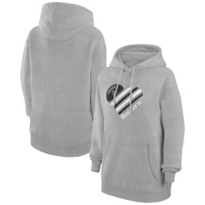 Women's G-III 4Her by Carl Banks  Heather Gray Las Vegas Raiders Heart Graphic Fleece Pullover Hoodie