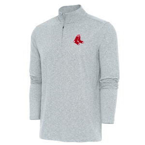 Men's Antigua  Heather Gray Boston Red Sox Hunk Quarter-Zip Pullover Top