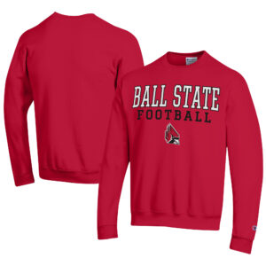 Men's Champion Cardinal Ball State Cardinals Football Powerblend Pullover Sweatshirt