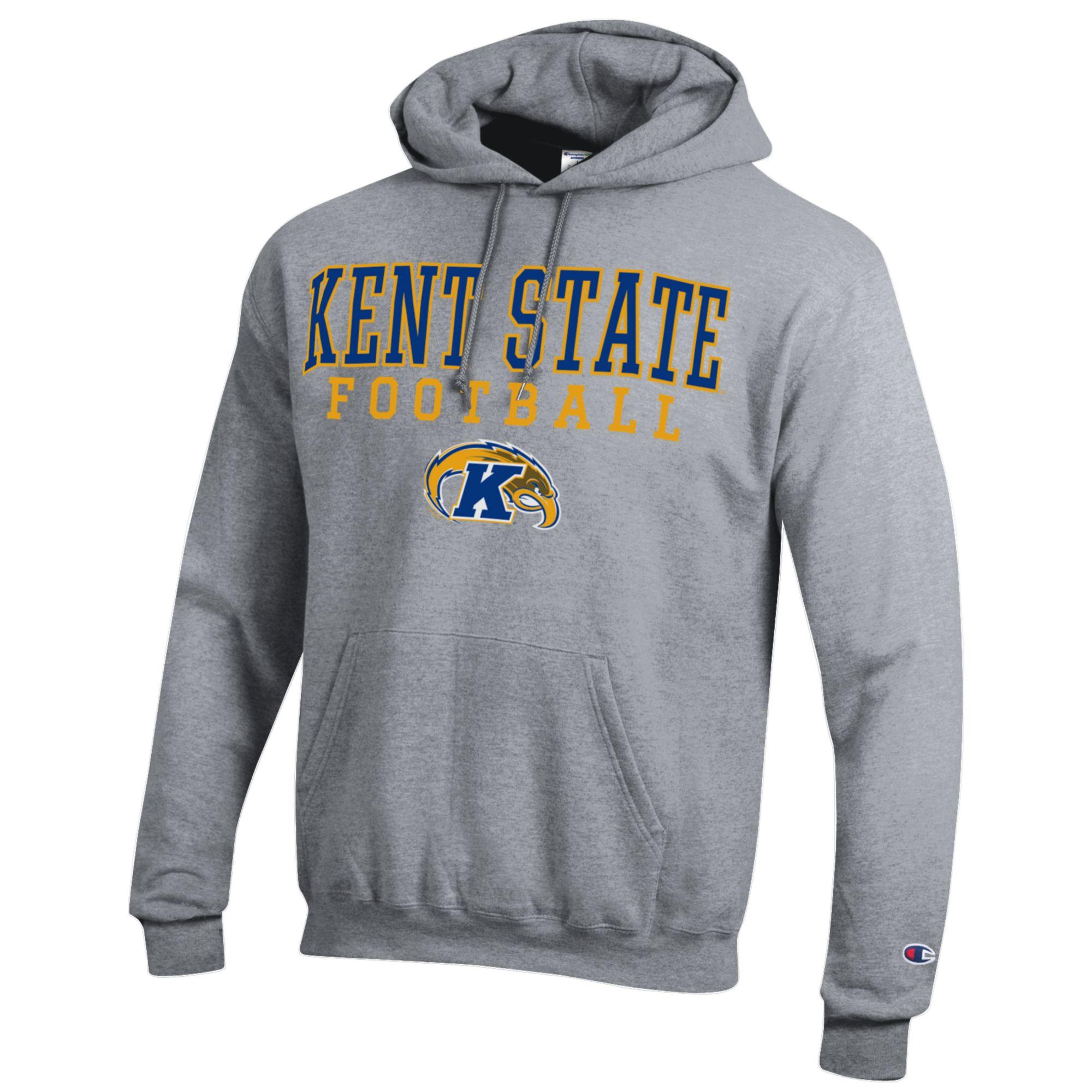 Men's Champion Gray Kent State Golden Flashes Football Eco Powerblend Pullover Hoodie - Image 3