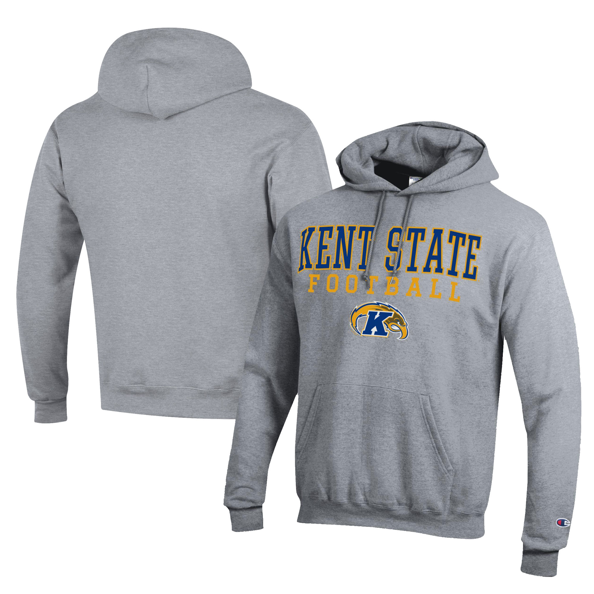 Men's Champion Gray Kent State Golden Flashes Football Eco Powerblend Pullover Hoodie
