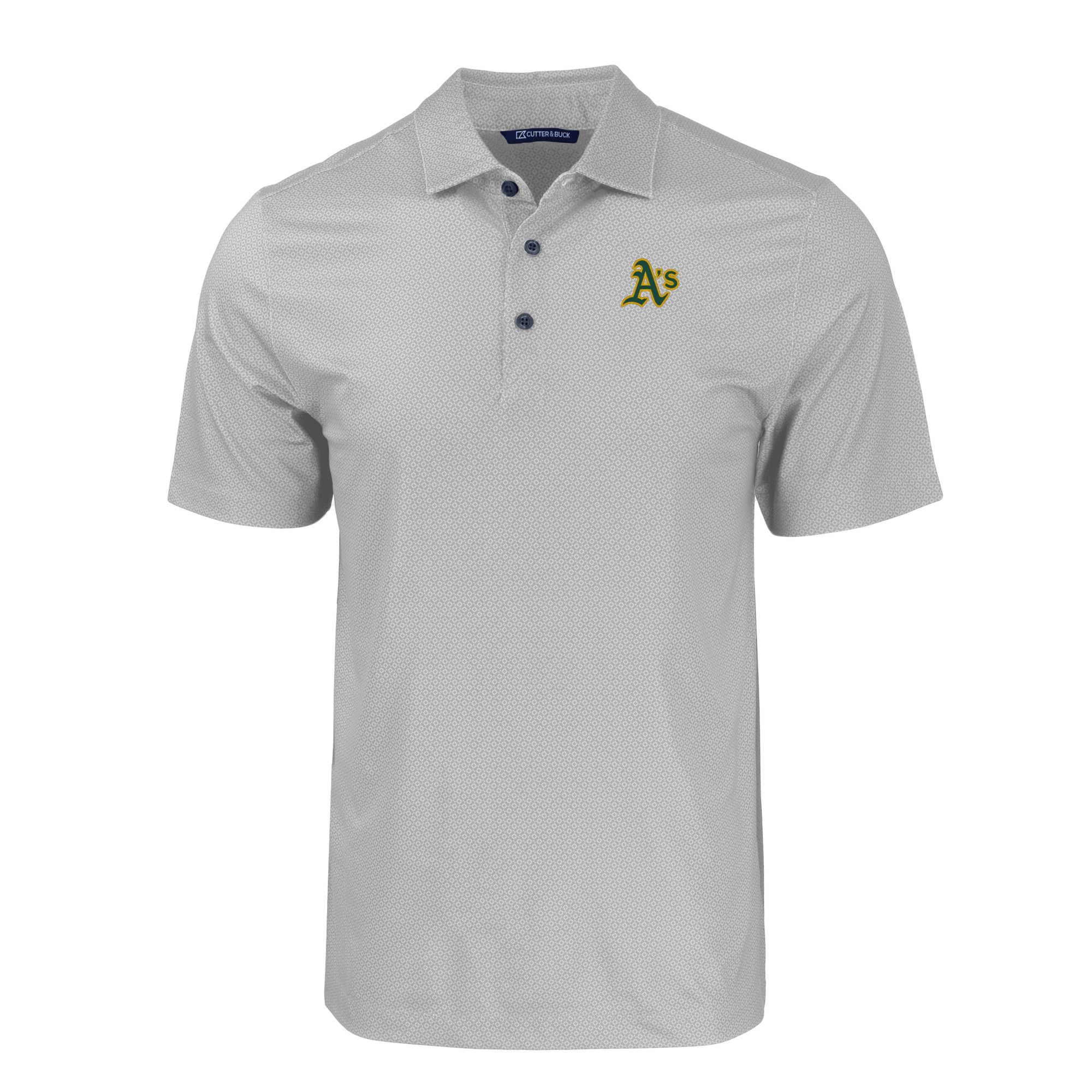Men's Cutter & Buck Gray Oakland Athletics Big & Tall Pike Eco Tonal Geo Print Stretch Recycled Polo - Image 3