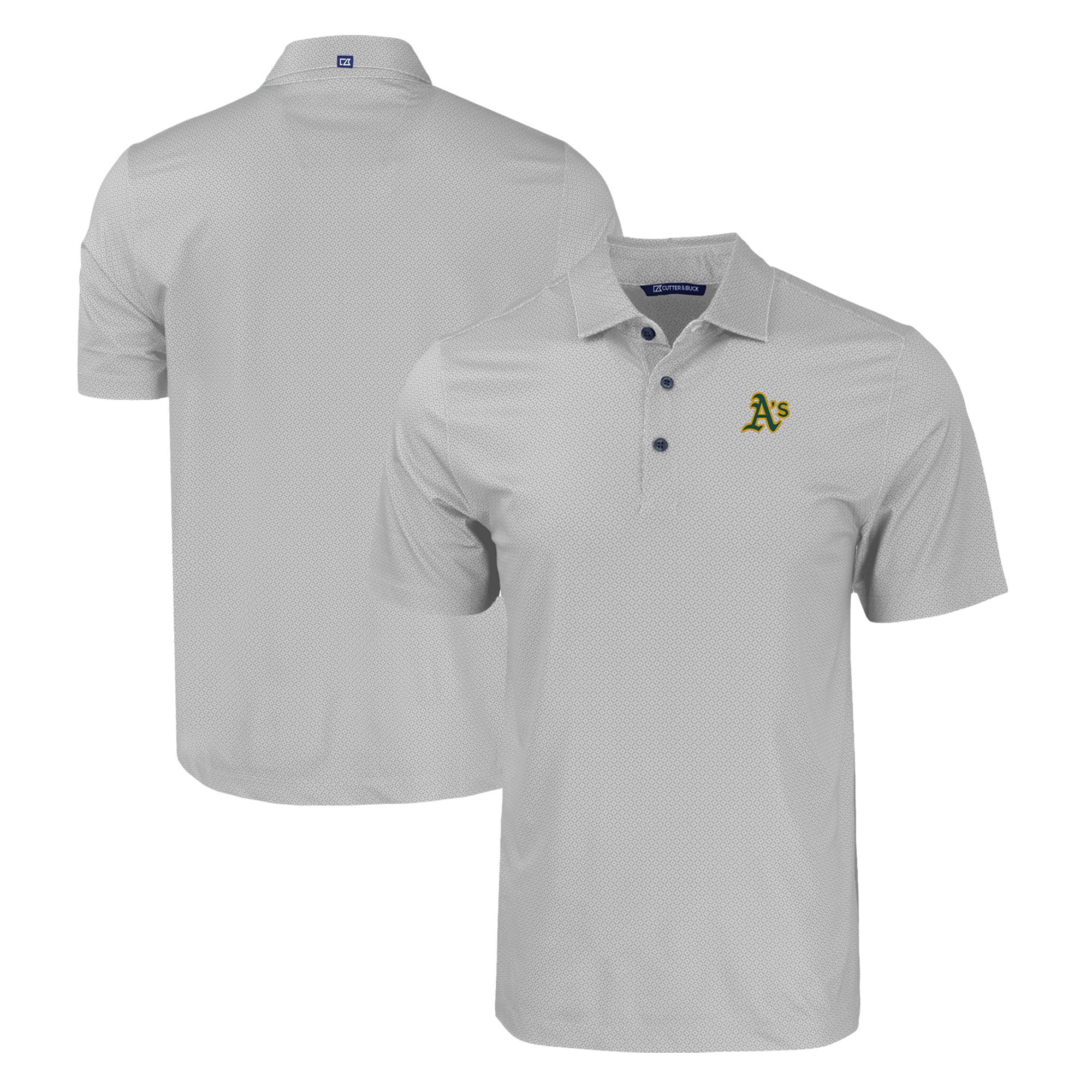 Men's Cutter & Buck Gray Oakland Athletics Big & Tall Pike Eco Tonal Geo Print Stretch Recycled Polo
