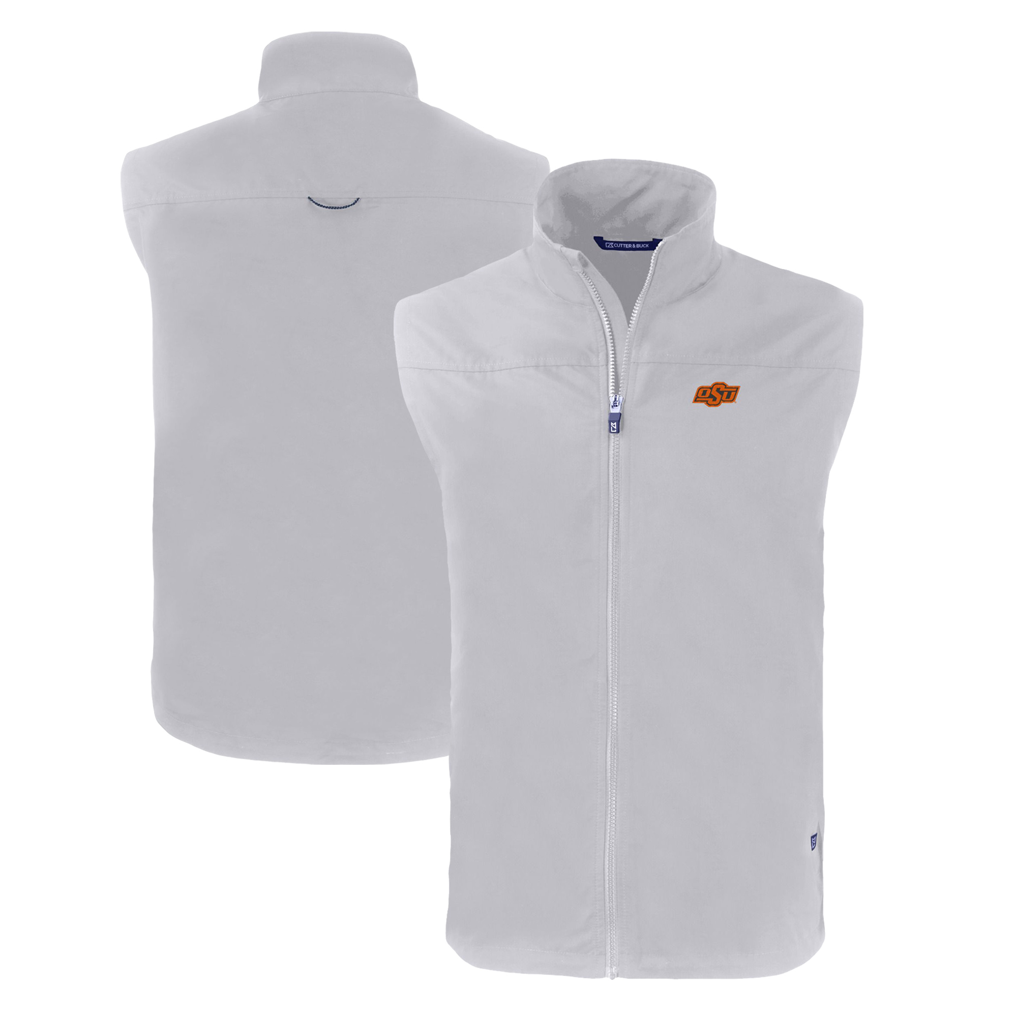 Men's Cutter & Buck Gray Oklahoma State Cowboys Charter Eco Recycled Full-Zip Vest