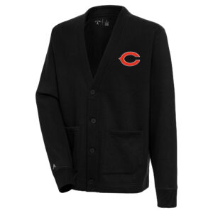 Men's Antigua  Black Chicago Bears Victory Button-Up Cardigan