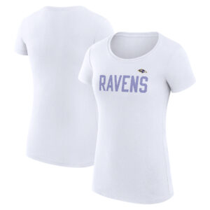 Women's G-III 4Her by Carl Banks White Baltimore Ravens Dot Print Lightweight Fitted T-Shirt