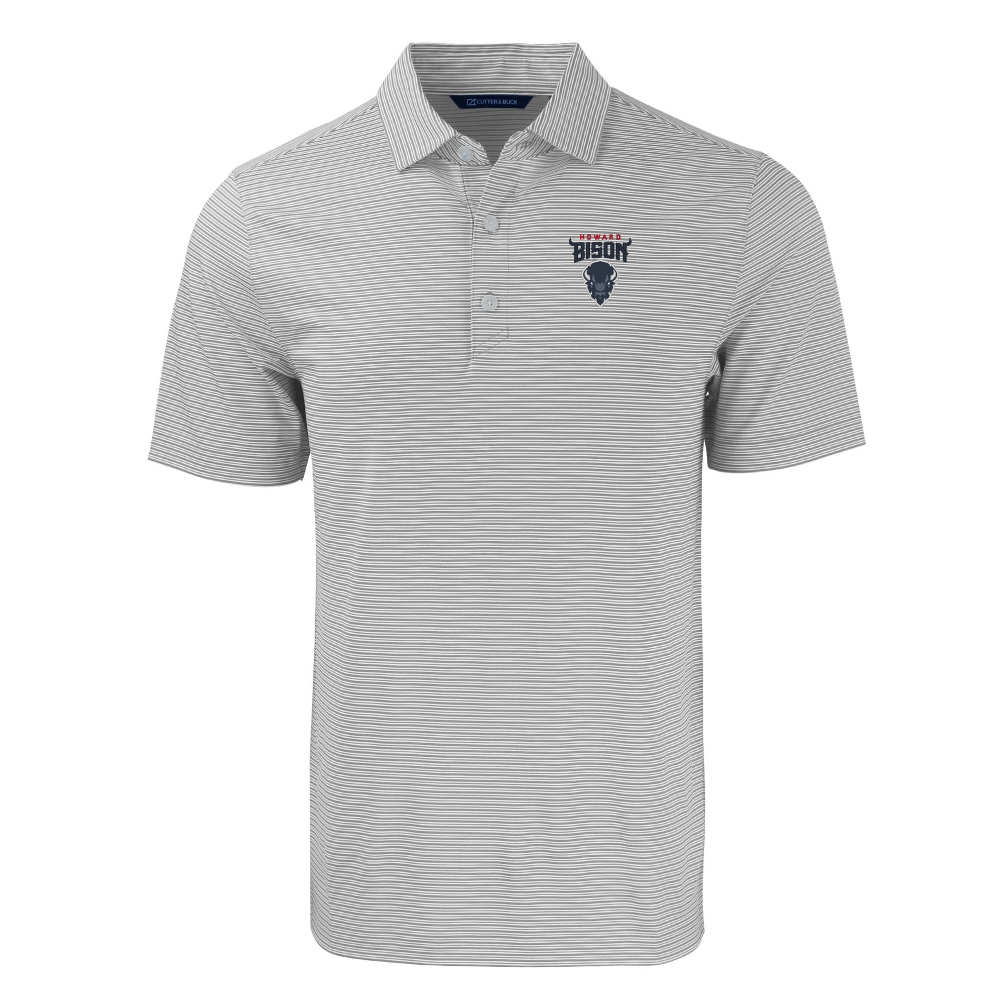 Men's Cutter & Buck Gray/White Howard Bison Big & Tall Forge Eco Double Stripe Stretch Recycled Polo - Image 3