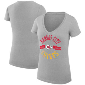Women's G-III 4Her by Carl Banks Heather Gray Kansas City Chiefs City Graphic Team V-Neck Fitted T-Shirt