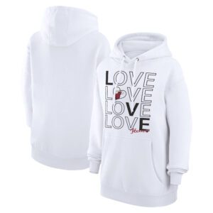Women's G-III 4Her by Carl Banks  White Miami Heat Basketball Love Fleece Pullover Hoodie