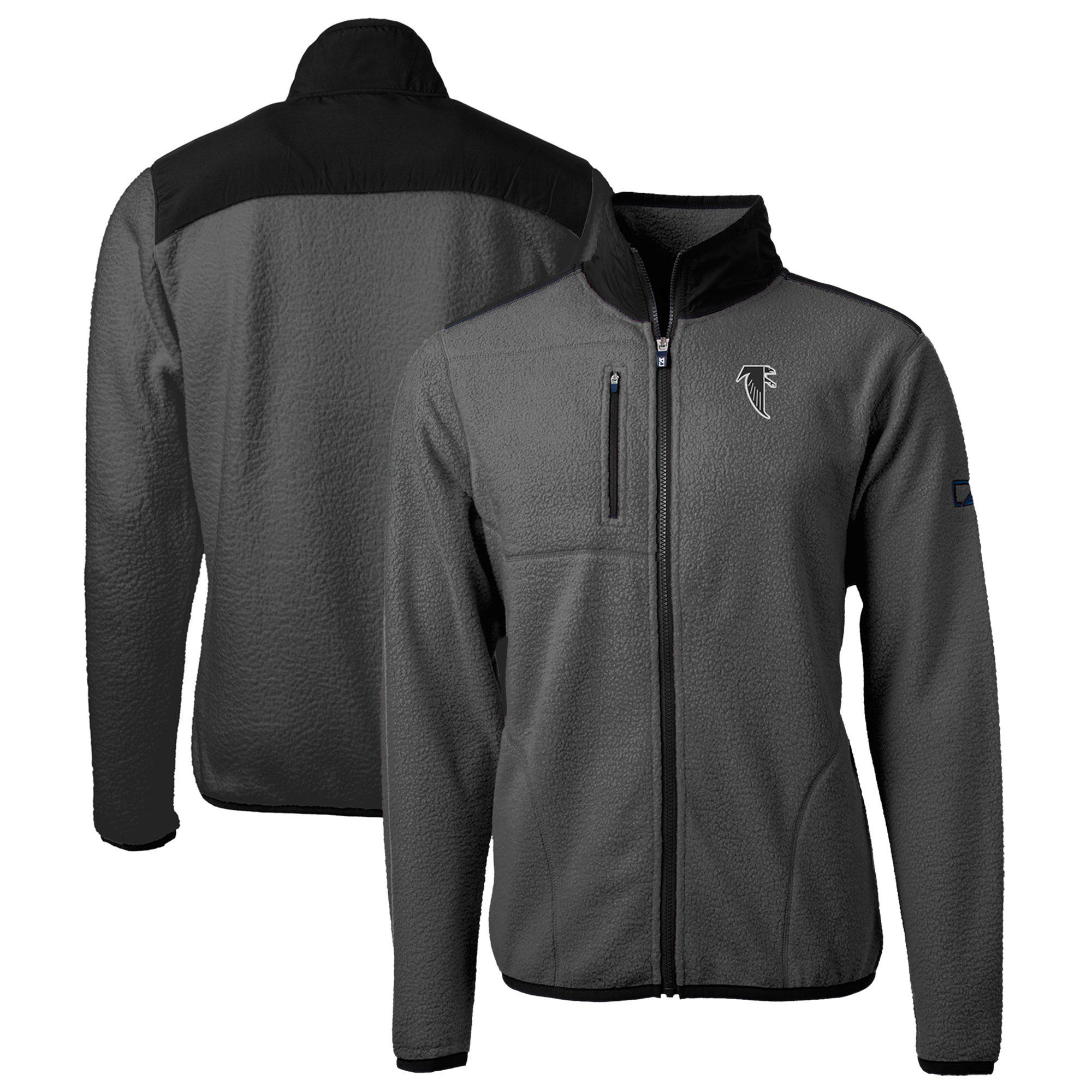 Men's Cutter & Buck Gray/Black Atlanta Falcons Throwback Cascade Eco Sherpa Fleece Full-Zip Jacket