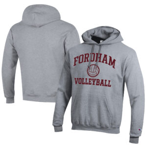 Men's Champion  Gray Fordham Rams Icon Logo Volleyball Eco Powerblend Pullover Hoodie