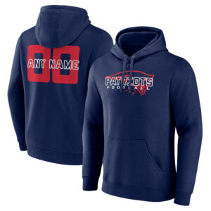 Men's Navy New England Patriots Stellar Personalized Name & Number Pullover Hoodie