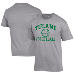 Men's Champion  Gray Tulane Green Wave Icon Logo Volleyball Jersey T-Shirt
