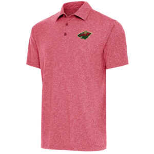 Men's Antigua  Heather Red Minnesota Wild Par Polo