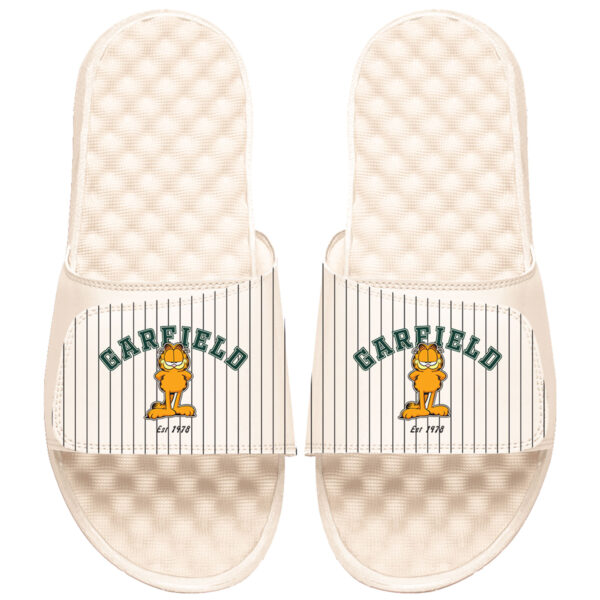 Men's ISlide  Cream Garfield Pin Stripe Graphic Slide Sandals