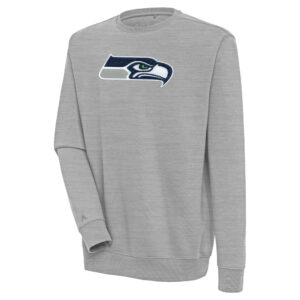 Men's Antigua  Heather Gray Seattle Seahawks Victory Crewneck Pullover Sweatshirt