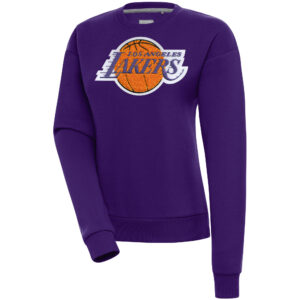 Women's Antigua  Purple Los Angeles Lakers Victory Crewneck Pullover Sweatshirt
