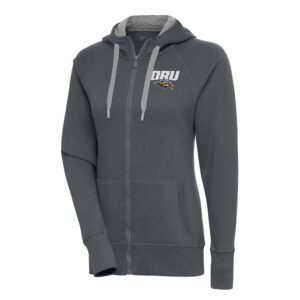 Women's Antigua  Charcoal Oral Roberts Golden Eagles Victory Full-Zip Hoodie