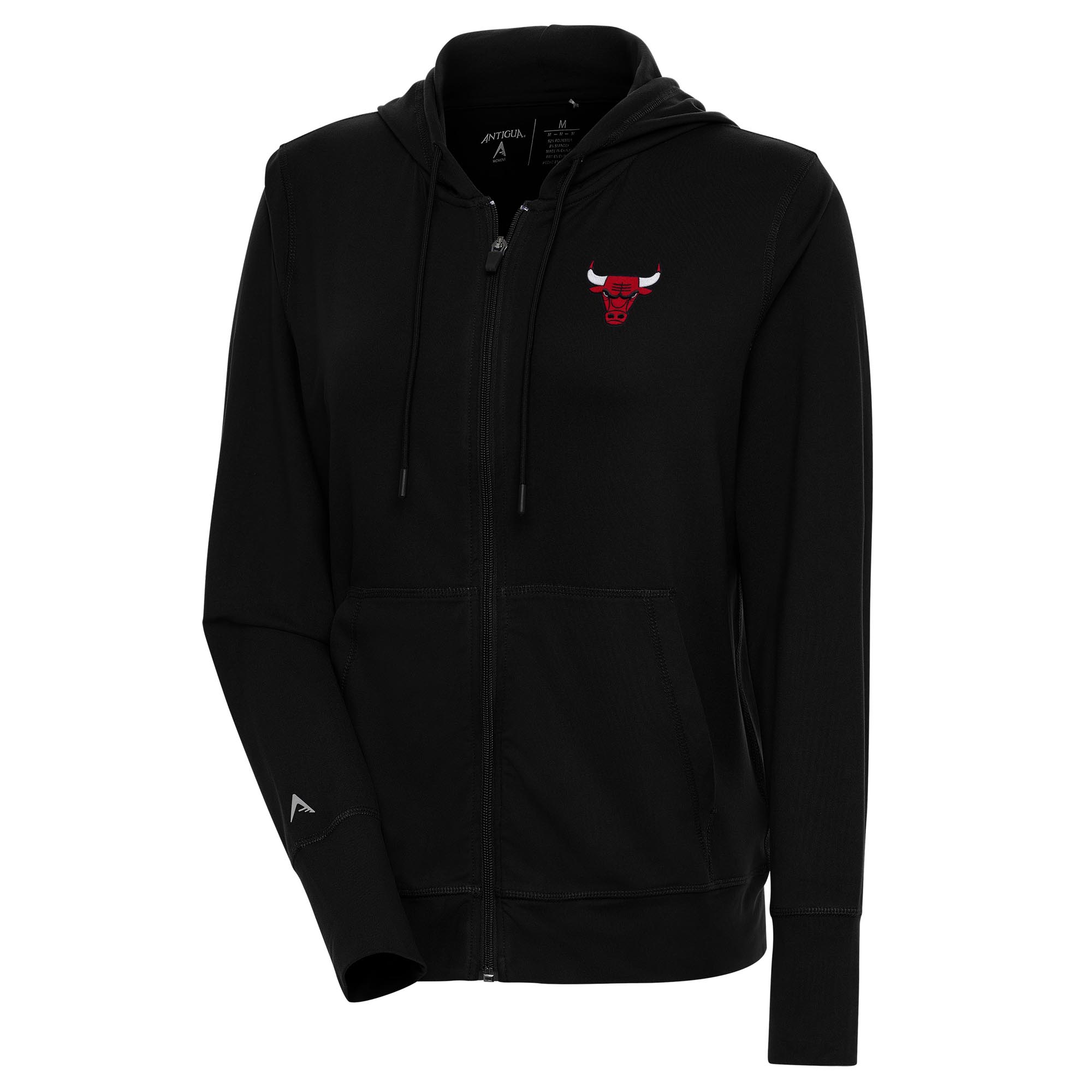 Women's Antigua Black Chicago Bulls Moving Full-Zip Jacket