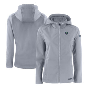 Women's Cutter & Buck Gray Gwinnett Stripers Evoke Eco Softshell Recycled Full-Zip Jacket