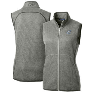 Women's Cutter & Buck  Heather Gray Columbus Clippers Mainsail Sweater Knit Full-Zip Vest