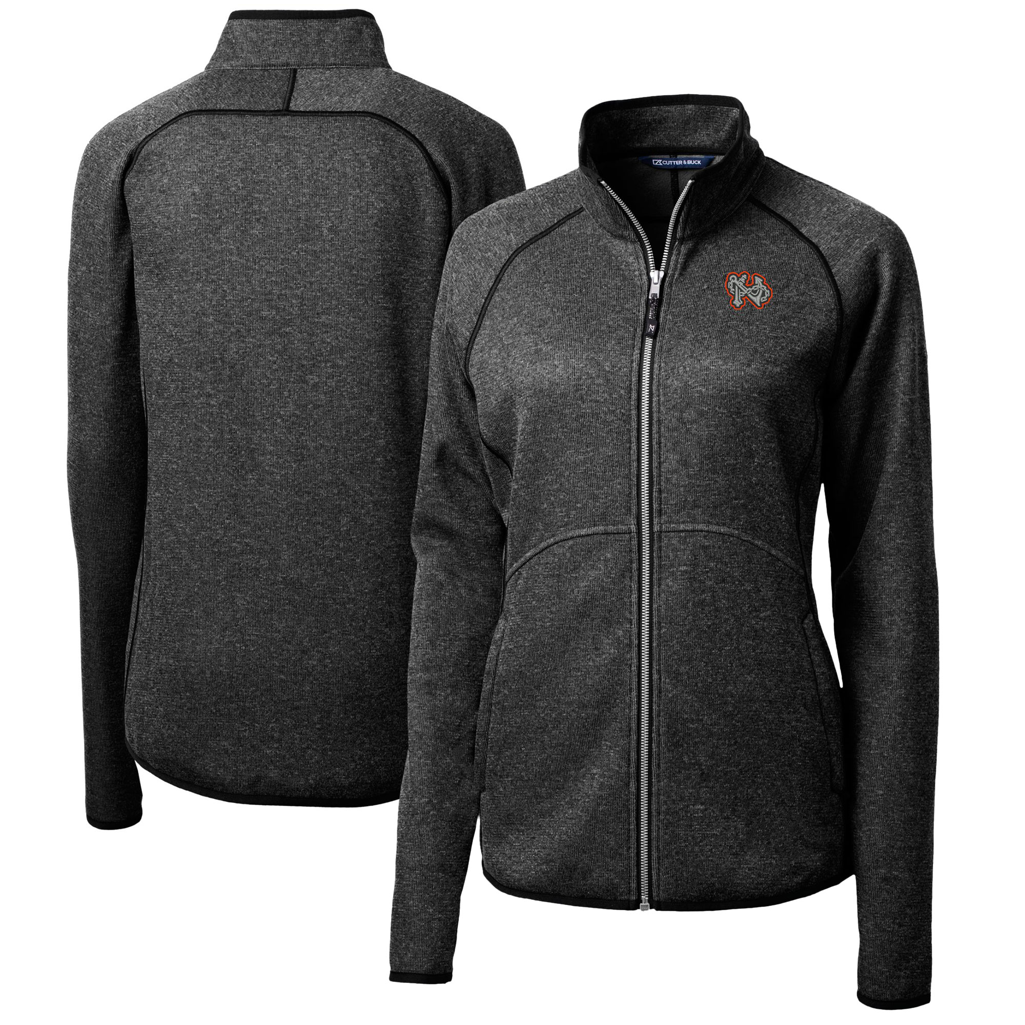 Women's Cutter & Buck Heather Charcoal Norfolk Tides Mainsail Sweater-Knit Full-Zip Jacket