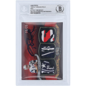 Tom Brady New England Patriots Autographed 2009 Topps Triple Threads Red Tri-Relic #TTR-37 #13/25 Beckett Fanatics Witnessed Authenticated Card
