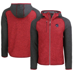 Men's Cutter & Buck Heather Red/Heather Charcoal Binghamton Rumble Ponies Mainsail Raglan Full-Zip Hoodie