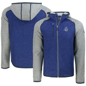 Men's Cutter & Buck Heather Blue/Heather Gray Hartford Yard Goats Mainsail Raglan Full-Zip Hoodie