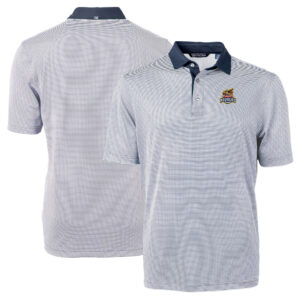 Men's Cutter & Buck Navy/White Toledo Mud Hens Virtue Eco Pique Micro Stripe Recycled Polo
