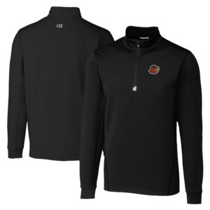 Men's Cutter & Buck  Black Rochester Red Wings Big & Tall Traverse Stretch Quarter-Zip Top