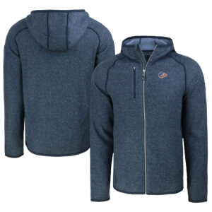 Men's Cutter & Buck Heather Navy Kansas City Chiefs  Americana Mainsail Full-Zip Hooded Jacket
