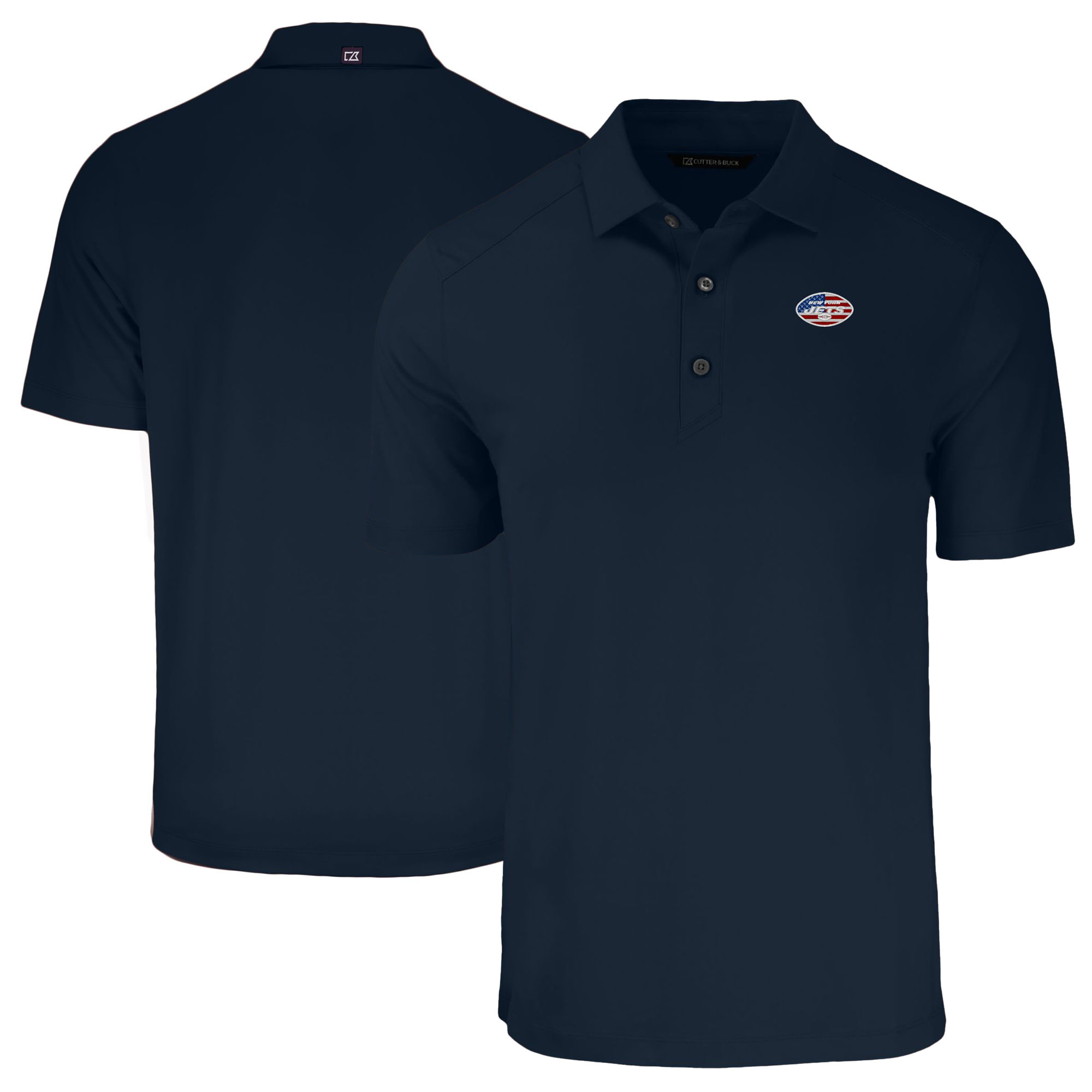 Men's Cutter & Buck Navy New York Jets Americana Forge Eco Stretch Recycled Polo